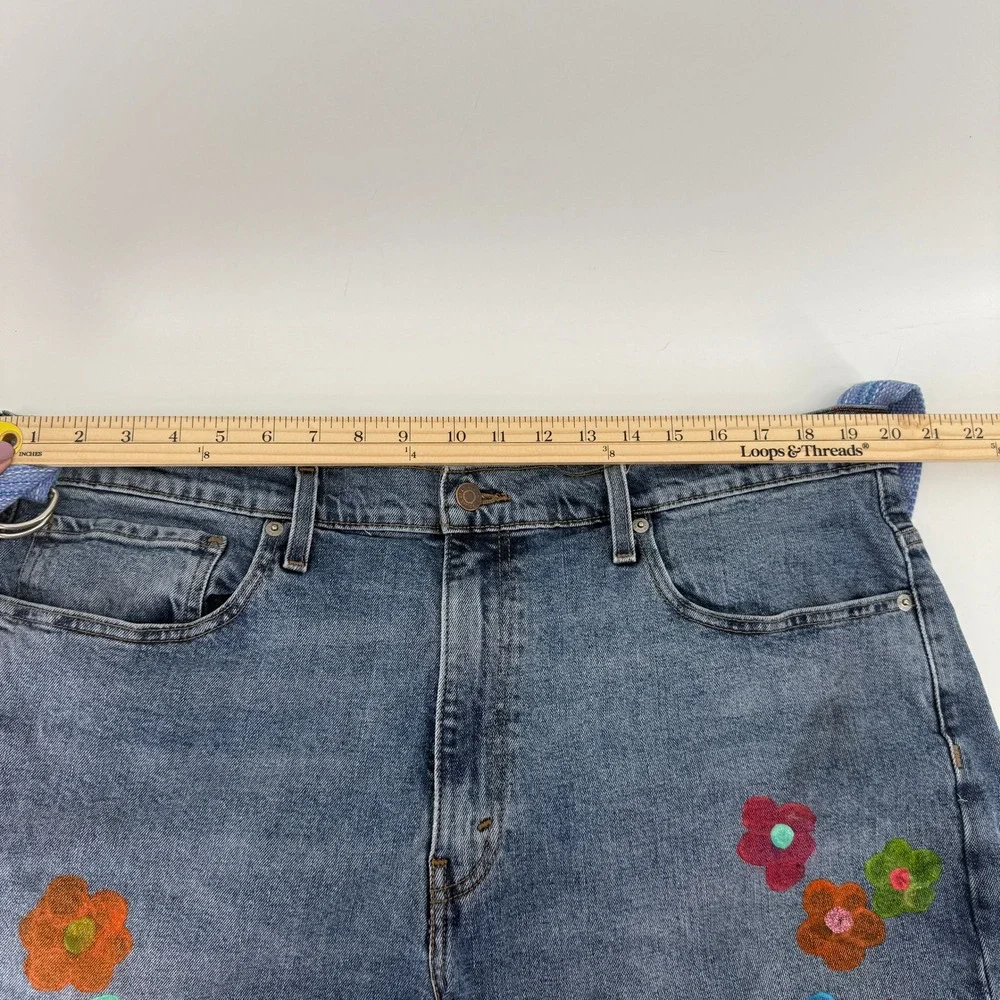 Handmade Levi's Denim Shoulder Bag OOAK Rework Jeans Purse Floral Boho Large 26